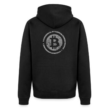 Bitcoin Symbole Vintage # 5 - Veste à capuche bio Premium Unisexe - noir - Dos - Nico (187cm)