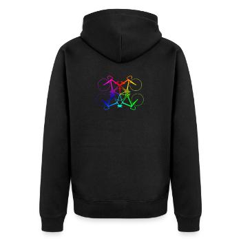 Regenbogen Fahrräder - Rennrad Fixie Geschenk - Unisex Premium Bio Zip Hoodie - Schwarz - Hinten - Nico (187cm)
