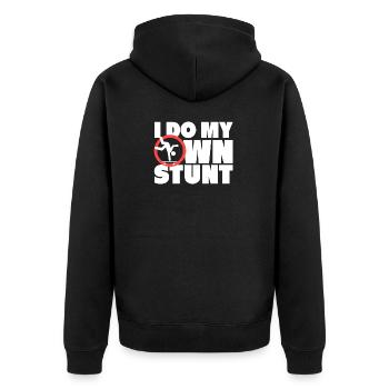 I DO MY OWN STUNT - Unisex Premium Bio Zip Hoodie - Schwarz - Hinten - Nico (187cm)