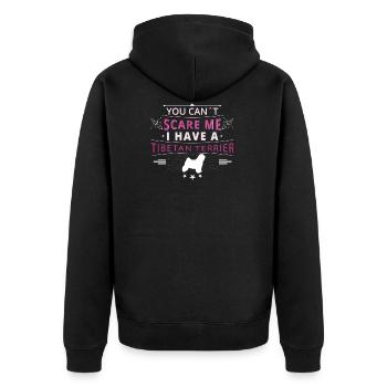 Tibet-Terrier scare Tibetan Terrier - Unisex Premium Bio Zip Hoodie - Schwarz - Hinten - Nico (187cm)