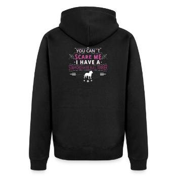 Staffordshire Bullterrier scare - Unisex Premium Bio Zip Hoodie - Schwarz - Hinten - Nico (187cm)