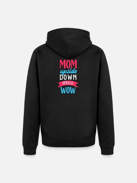 MOM Upside Down Spells WOW - Premium økologisk unisex-hættejakke - sort