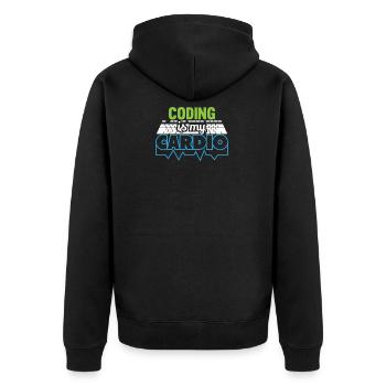 PROGRAMMERS Coding est mon développeur Cardio Funny - Veste à capuche bio Premium Unisexe - noir - Dos - Nico (187cm)
