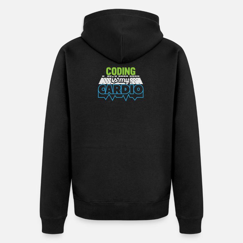 Programmierer Codierung ist mein Cardio Funny Developer - Unisex Premium Bio Zip Hoodie - Schwarz
