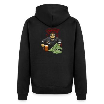 Scar Faultier - Unisex Premium Bio Zip Hoodie - Schwarz - Hinten - Nico (187cm)