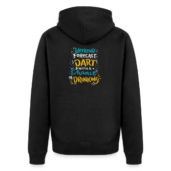 Week-end Prévisions - fléchettes avec une chance de boire - Veste à capuche bio Premium Unisexe - noir - Dos - Nico (187cm)