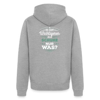Schuhe - Unisex Premium Bio Zip Hoodie - Grau meliert - Hinten - Nico (187cm)