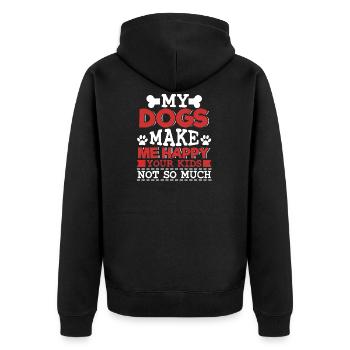 DOGS MAKE ME HAPPY - Unisex Premium Bio Zip Hoodie - Schwarz - Hinten - Nico (187cm)