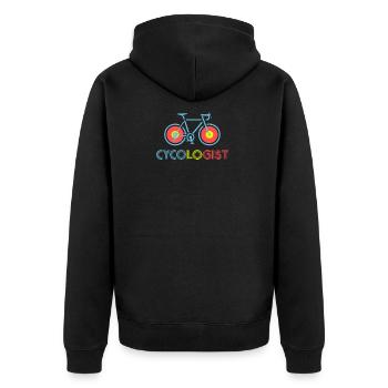 Bicycle Road Bike Cyclist Funny Gift - Unisex Premium Organic Zip Hoodie - black - Back - Nico (187cm)
