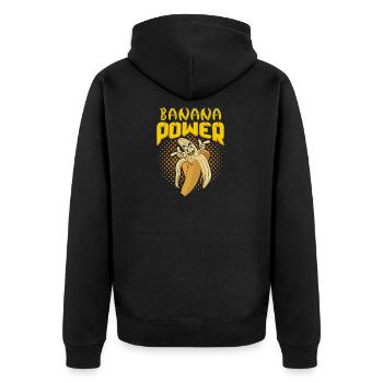 Banana Power blanc - Veste à capuche bio Premium Unisexe - noir - Dos - Nico (187cm)