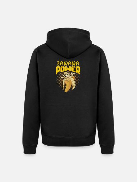 Banana Power white - Unisex Premium Organic Zip Hoodie - black