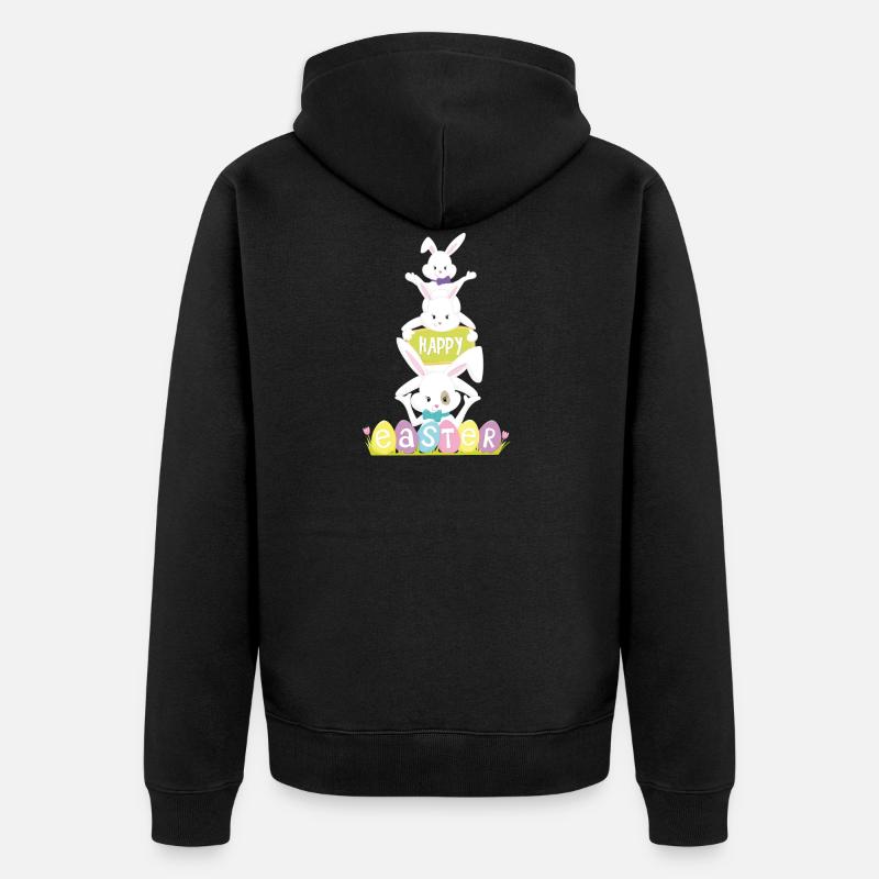 Happy eastern - Unisex Premium Bio Zip Hoodie - Schwarz