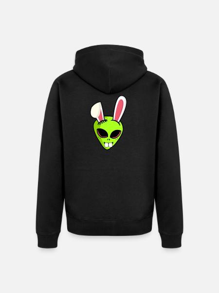 Alien alien Easter bunny Easter gift Ha - Unisex Premium Organic Zip Hoodie - black