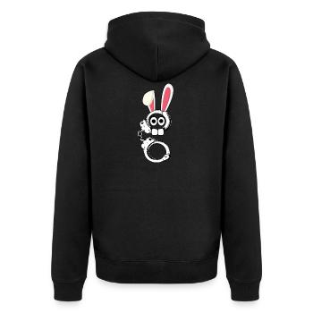 Handschellen Osterhase Ostern Geschenk Hase - Unisex Premium Bio Zip Hoodie - Schwarz - Hinten - Nico (187cm)