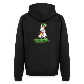 Ich liebe Golf Golfer Osterhase Geschenk Ostern - Unisex Premium Bio Zip Hoodie - Schwarz - Hinten - Nico (187cm)