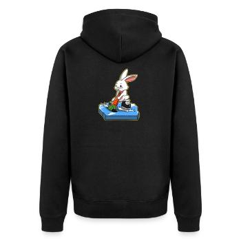 Ich liebe Hockey Eishockey Frohe Ostern Geschenk - Unisex Premium Bio Zip Hoodie - Schwarz - Hinten - Nico (187cm)