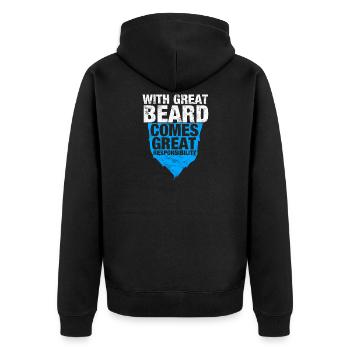 Mit Großem Bart kommt große Verantwortung - Unisex Premium Bio Zip Hoodie - Schwarz - Hinten - Nico (187cm)