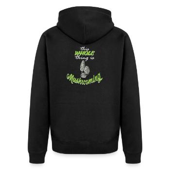 Mushrooms are collecting in the forest - Unisex Premium Organic Zip Hoodie - black - Back - Nico (187cm)