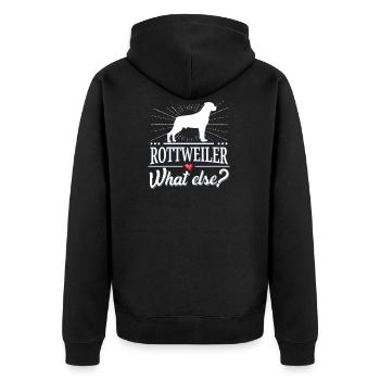 Rottweiler what else? - Unisex Premium Bio Zip Hoodie - Schwarz - Hinten - Nico (187cm)