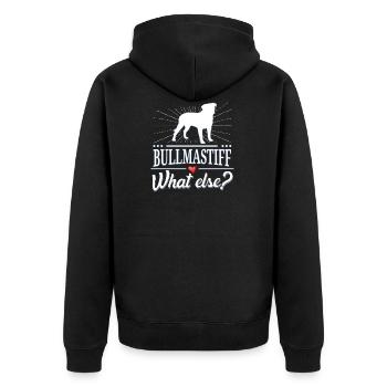Bullmastiff what else? - Unisex Premium Bio Zip Hoodie - Schwarz - Hinten - Nico (187cm)