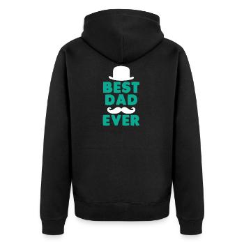 Vatertag Geschenk Vater bester Vater aller Zeiten - Unisex Premium Bio Zip Hoodie - Schwarz - Hinten - Nico (187cm)