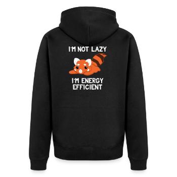 Red Panda - Energy Efficient - Environment - Lazy - Unisex Premium Organic Zip Hoodie - black - Back - Nico (187cm)