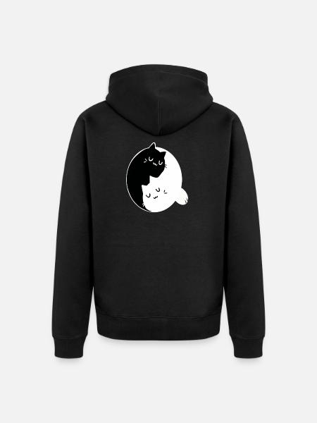 Yin Yang cats - Unisex Premium Organic Zip Hoodie - black