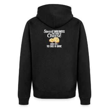 Sweet Dreams of Cheese, Brie Cheese, Dream, Cheese - Unisex Premium Bio Zip Hoodie - Schwarz - Hinten - Nico (187cm)