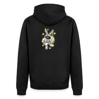 Bunny Easter Space Astronaut Gift - Unisex Premium Organic Zip Hoodie - black - Back - Nico (187cm)