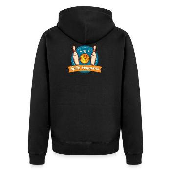 Split Happens Tee Bowling Bowler Tee - Unisex Premium Organic Zip Hoodie - black - Back - Nico (187cm)