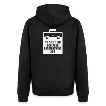 Betriebswirte sind genial - Unisex Premium Bio Zip Hoodie - Schwarz - Hinten - Nico (187cm)