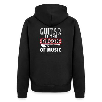 Geschenk Note Gitarrist Gitarre E-Gitarre eGitarre - Unisex Premium Bio Zip Hoodie - Schwarz - Hinten - Nico (187cm)