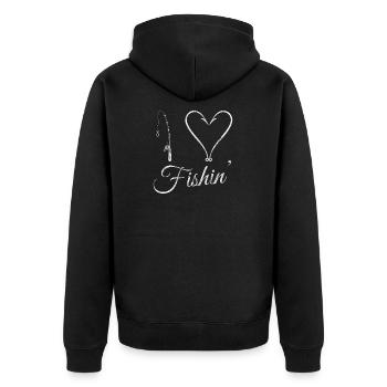 J'adore pêcheur cadeau pêcheur pêcheur pêcheur - Veste à capuche bio Premium Unisexe - noir - Dos - Nico (187cm)