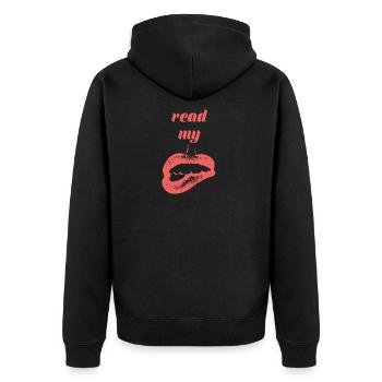 Lippen - Sexy - Kuss - Geschenk - Unisex Premium Bio Zip Hoodie - Schwarz - Hinten - Nico (187cm)