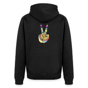 Peace Zeichen shirt Geschenk Friede Symbol - Unisex Premium Bio Zip Hoodie - Schwarz - Hinten - Nico (187cm)