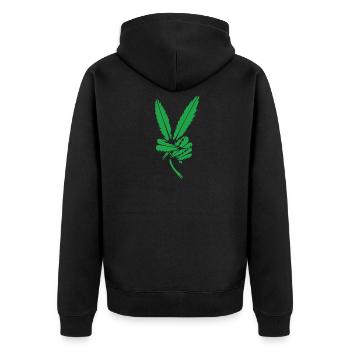 Peace Zeichen shirt Geschenk Friede Symbol Hanf - Unisex Premium Bio Zip Hoodie - Schwarz - Hinten - Nico (187cm)