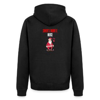 Santa - Krankenschwester - Weihnachtsmann - Unisex Premium Bio Zip Hoodie - Schwarz - Hinten - Nico (187cm)