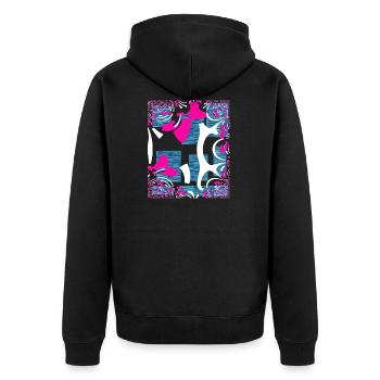 Bandera Rosa - Unisex Premium Organic Zip Hoodie - black - Back - Nico (187cm)