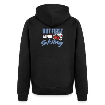 But first alpine skiing t-shirt - Unisex Premium Organic Zip Hoodie - black - Back - Nico (187cm)