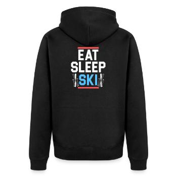 Eat Sleep Ski t-shirt - Unisex Premium Organic Zip Hoodie - black - Back - Nico (187cm)