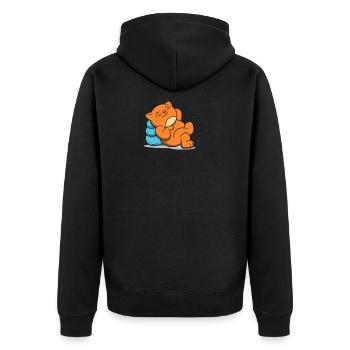 Cute Lovely Cat Lazy And Relax Saturday - Unisex Premium Bio Zip Hoodie - Schwarz - Hinten - Nico (187cm)