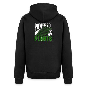 Powered By Plants - Unisex Premium Organic Zip Hoodie - black - Back - Nico (187cm)