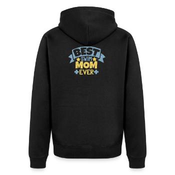 Best Swim Mom Ever T-Shirt - Unisex Premium Bio Zip Hoodie - Schwarz - Hinten - Nico (187cm)