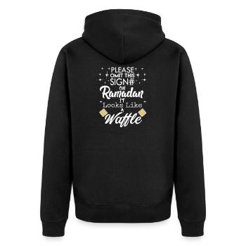 T-shirt Ramadan - On dirait une gaufre - Veste à capuche bio Premium Unisexe - noir - Dos - Nico (187cm)