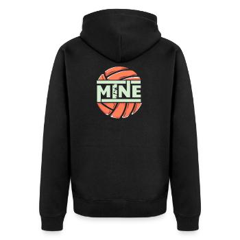 funny love mine volleyball - Unisex Premium Organic Zip Hoodie - black - Back - Nico (187cm)