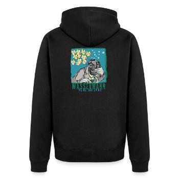 Sternzeichen-Wassermann - Unisex Premium Bio Zip Hoodie - Schwarz - Hinten - Nico (187cm)