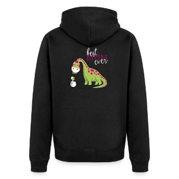 Dino Mutter Muttertag T-Shirt Mutter Tag Tee - Unisex Premium Bio Zip Hoodie - Schwarz - Hinten - Nico (187cm)