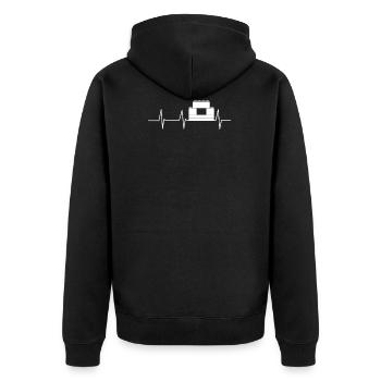 Bausteine - Kinder - Herzschlag - Geschenk - Unisex Premium Bio Zip Hoodie - Schwarz - Hinten - Nico (187cm)