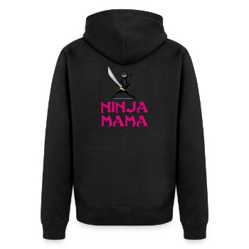 Ninja Mama Mutter Mutti T-Shirt Mutterag Geburtsta - Unisex Premium Bio Zip Hoodie - Schwarz - Hinten - Nico (187cm)
