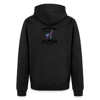 Süßes Alpaka Abenteuer Reise Urlaub shirt Geschenk - Unisex Premium Bio Zip Hoodie - Schwarz - Hinten - Nico (187cm)